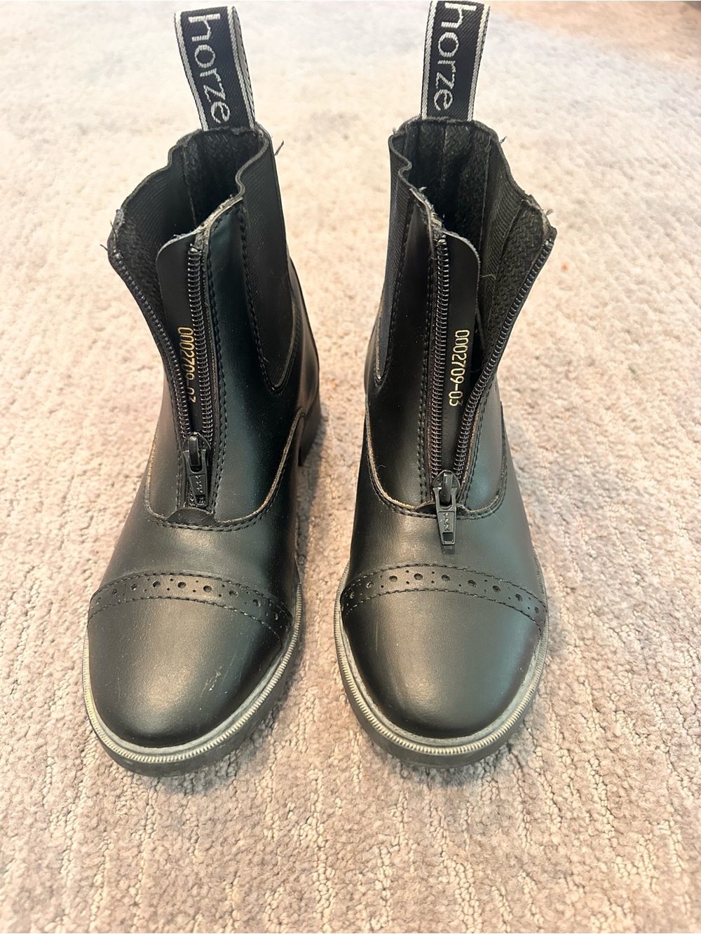 Kids Black Front-Zip Horse Riding Boots